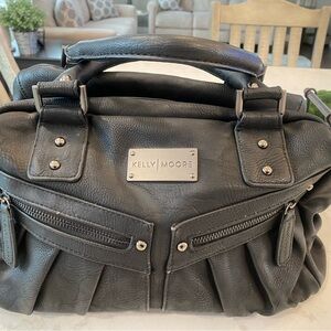 Kelly Moore Black Shoulder Bag with Silver Hardware